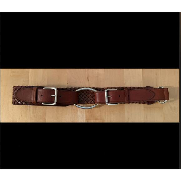 Lauren Ralph Lauren Braided O Ring Brown Leather Double Belt XL
